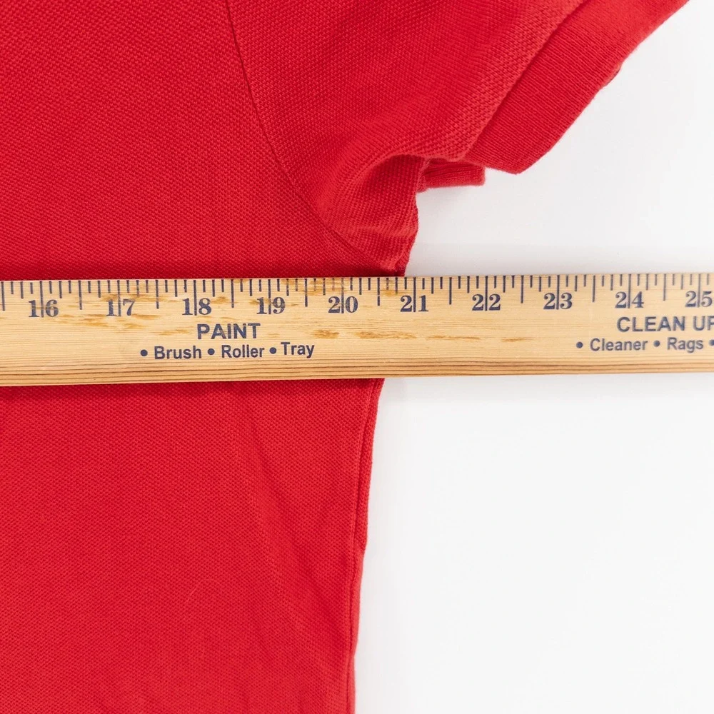 Polo Ralph Lauren Mens M Shirt Red Triple Pony‎ Custom Slim Fit 3 Patch Rugby